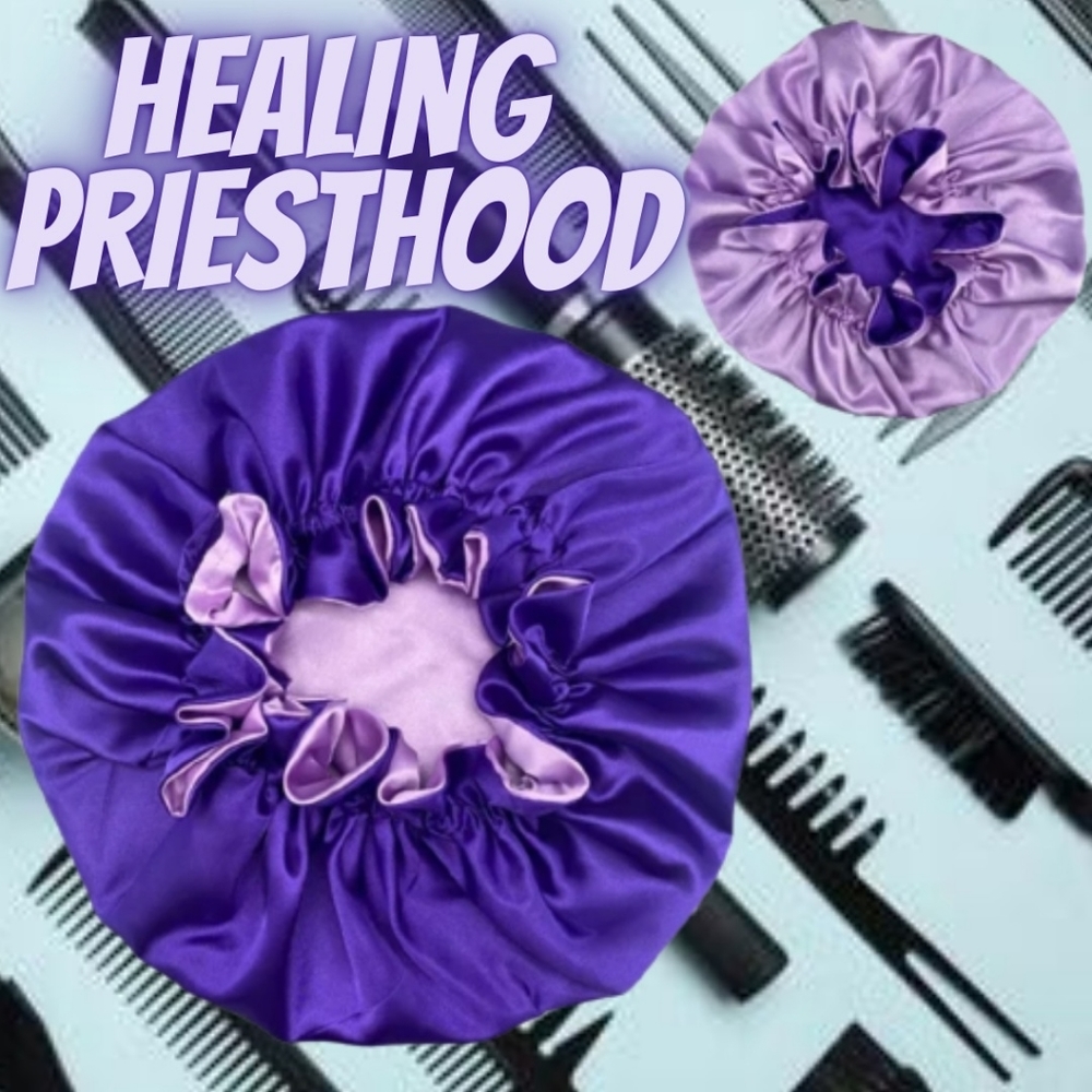 Purple 2-tone satin hair bonnet